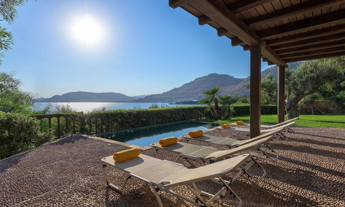 Pefkos Villa | Lavish Rhodes Beachfront Villa | Villa Blue Bay | 6 Bedrooms | Ptivate Beach.
