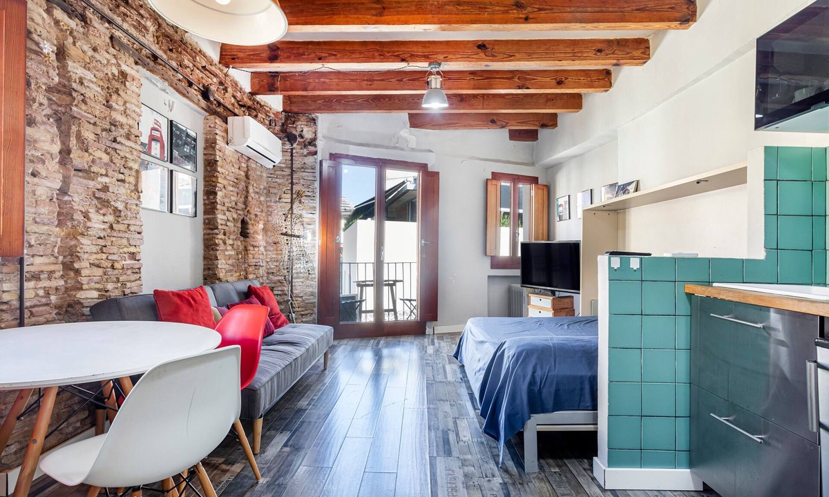 Barrio del Carmen Apartment | Studio Apartment 'Estudio 4 Centro Histrico Valencia' with Garden and Air Conditioning