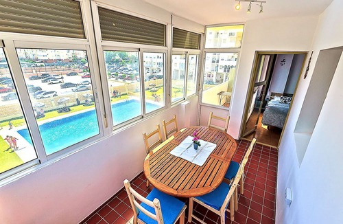 Valdelagrana Apartment | Beachfront 3-BR apartment with sea view and pool view balconies, swimming pools