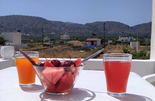 Milatos Beach Apartment | Right on the beach, panoramic sea view, mountain view, family friendly
