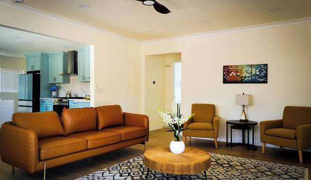 New modern centrally located home with large yards and central AC