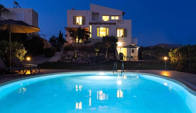 Now we land, family, pool, bbq, path to sea