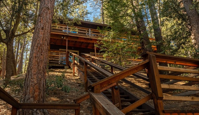 Spacious 2 story cabin - King Beds, Treetop views, 5 minutes to town