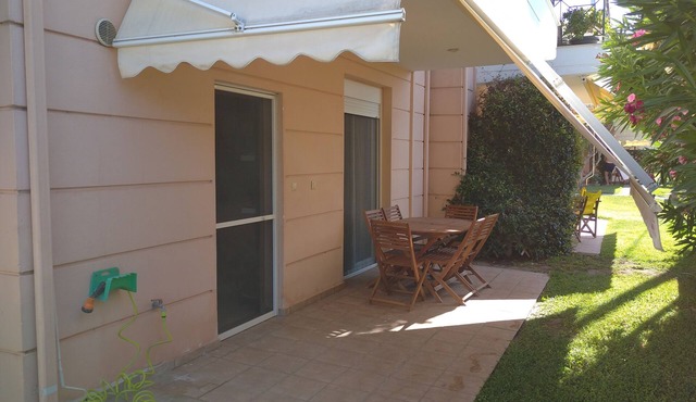 Spacious two room apartment with patio, 5 min walk from the beach