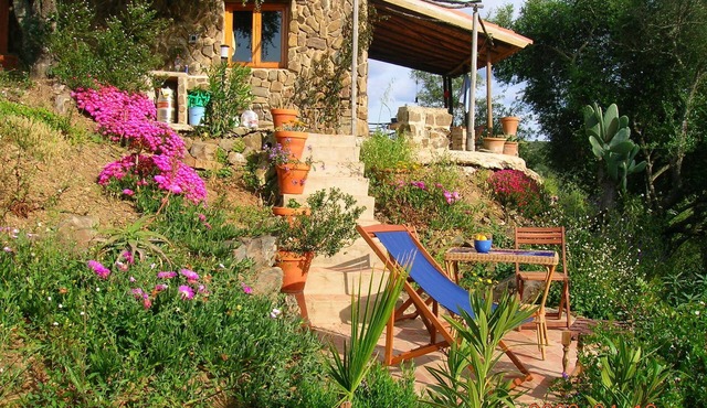Traditional shepherd's house on the Rio Guadiana